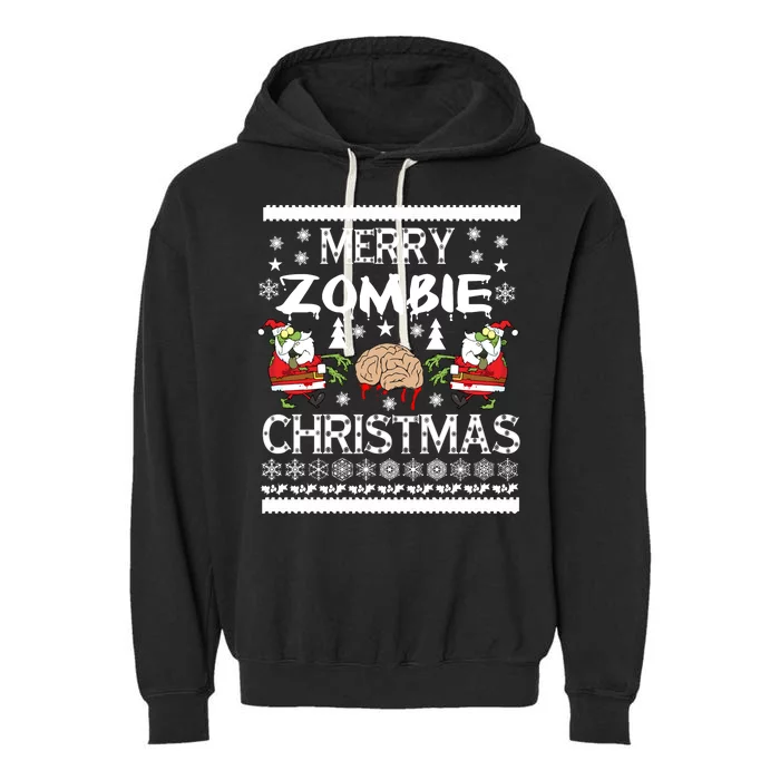 Merry Zombie Ugly Christmas Sweater Garment-Dyed Fleece Hoodie