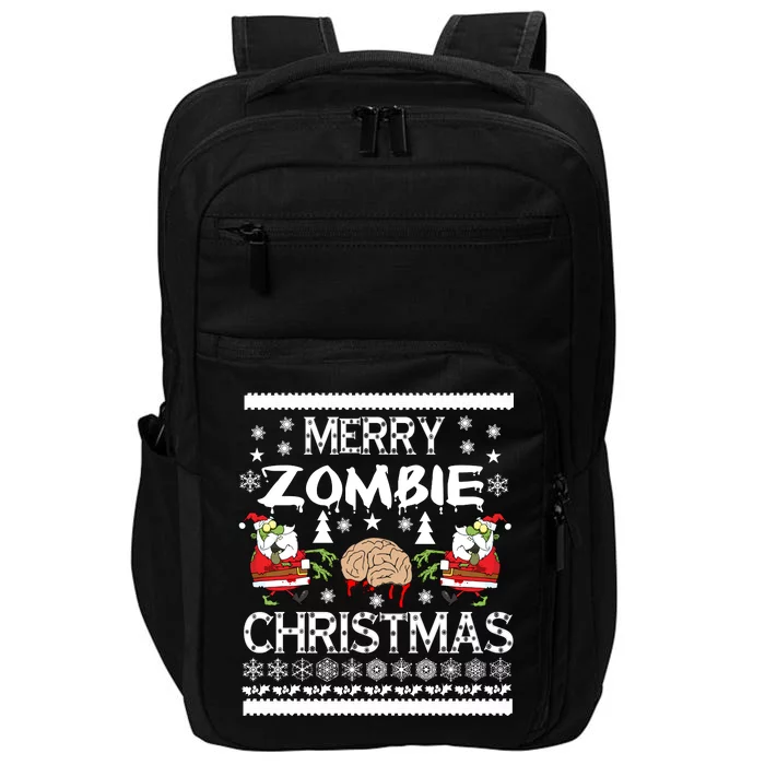 Merry Zombie Ugly Christmas Sweater Impact Tech Backpack