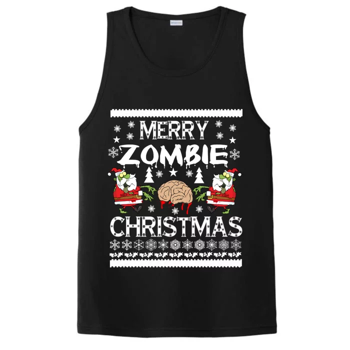 Merry Zombie Ugly Christmas Sweater Performance Tank