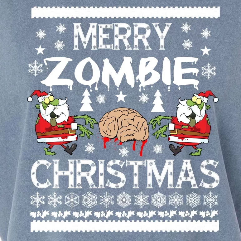 Merry Zombie Ugly Christmas Sweater Garment-Dyed Women's Muscle Tee