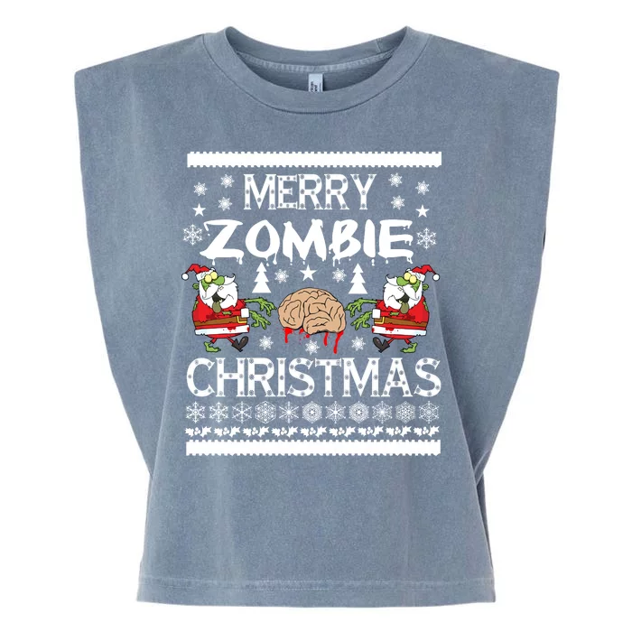 Merry Zombie Ugly Christmas Sweater Garment-Dyed Women's Muscle Tee