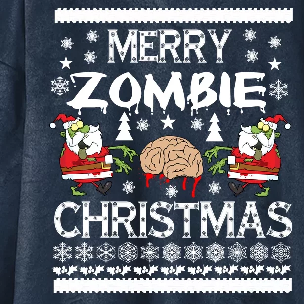 Merry Zombie Ugly Christmas Sweater Hooded Wearable Blanket