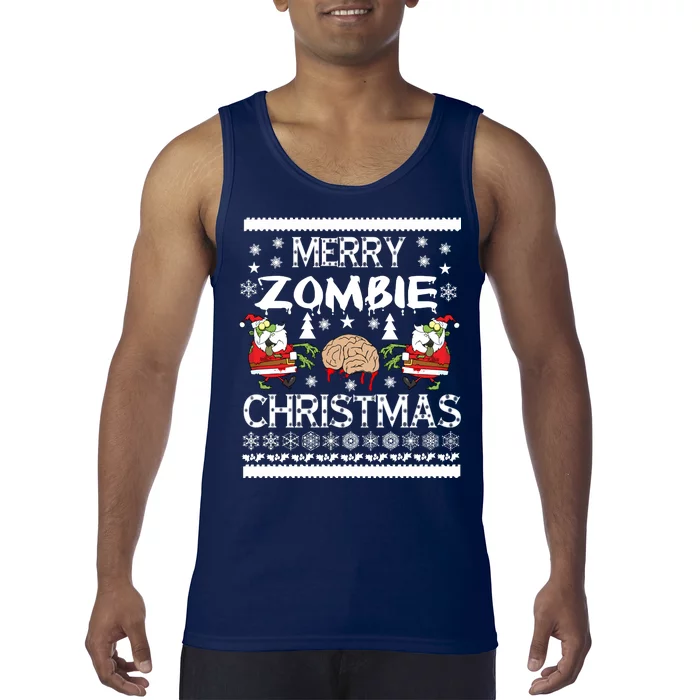 Merry Zombie Ugly Christmas Sweater Tank Top