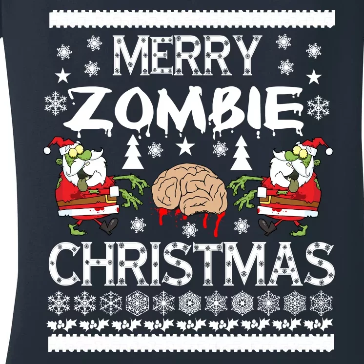 Merry Zombie Ugly Christmas Sweater Women's V-Neck T-Shirt