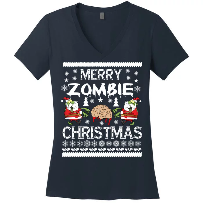 Merry Zombie Ugly Christmas Sweater Women's V-Neck T-Shirt