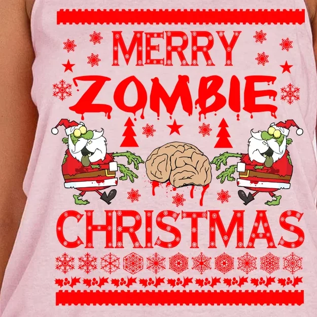 Merry Zombie Ugly Christmas Sweater Women's Knotted Racerback Tank