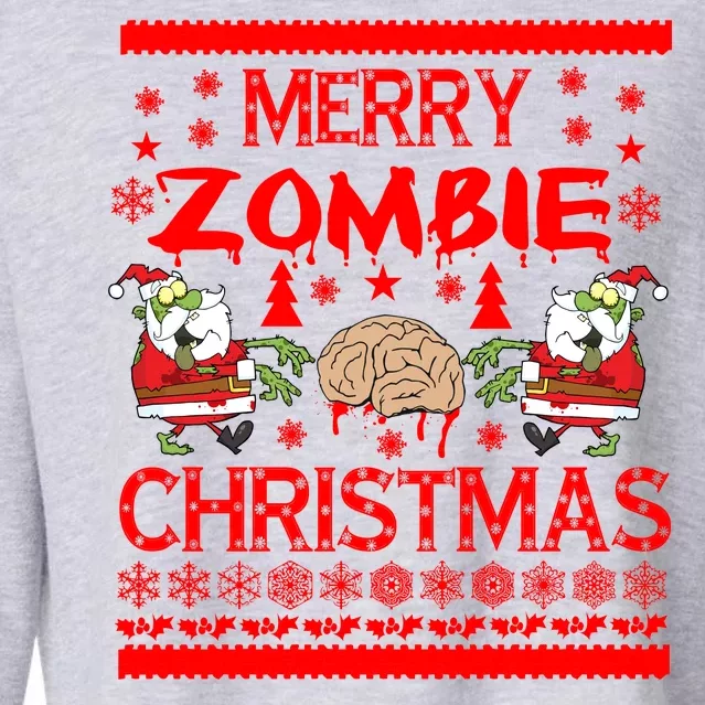 Merry Zombie Ugly Christmas Sweater Cropped Pullover Crew