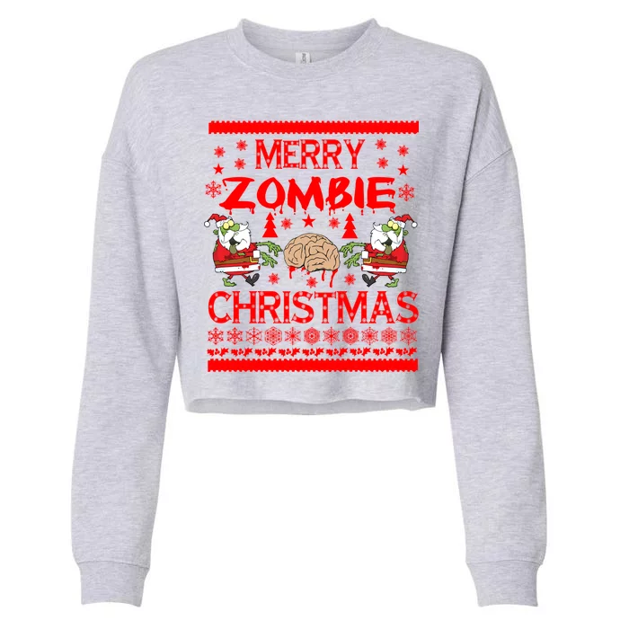 Merry Zombie Ugly Christmas Sweater Cropped Pullover Crew