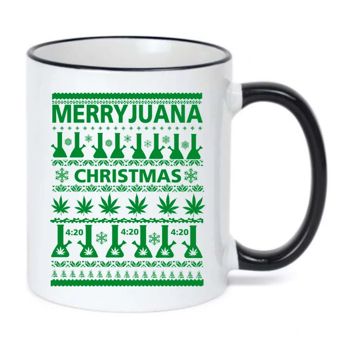 Merryjuana Weed Ugly Christmas Sweater Black Color Changing Mug