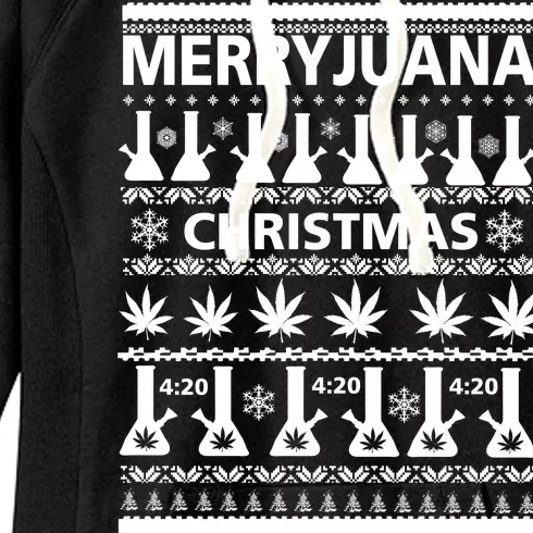 Merryjuana Weed Ugly Christmas Sweater Women's Fleece Hoodie