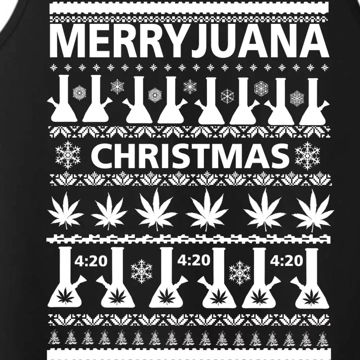 Merryjuana Weed Ugly Christmas Sweater Performance Tank