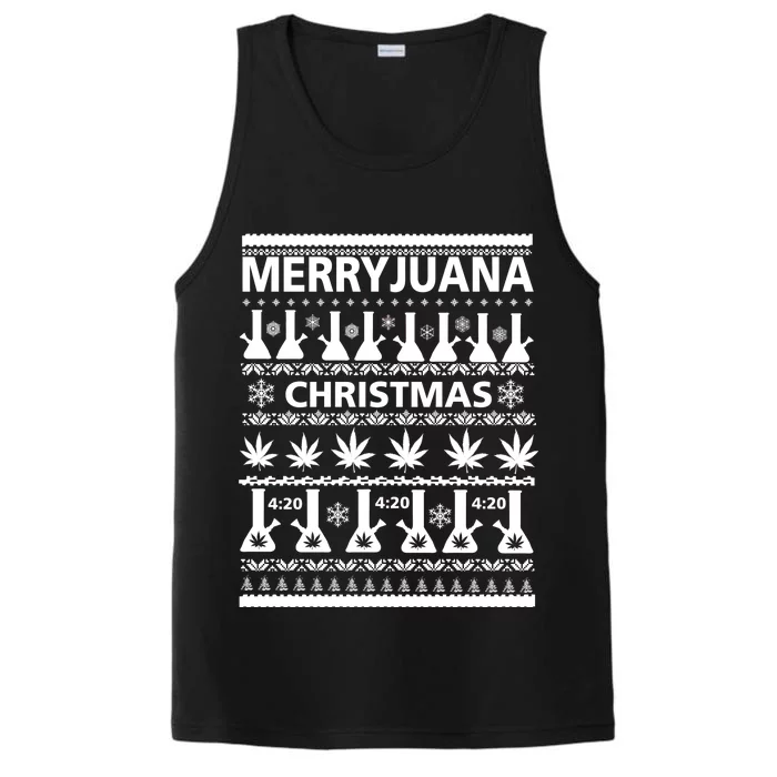 Merryjuana Weed Ugly Christmas Sweater Performance Tank