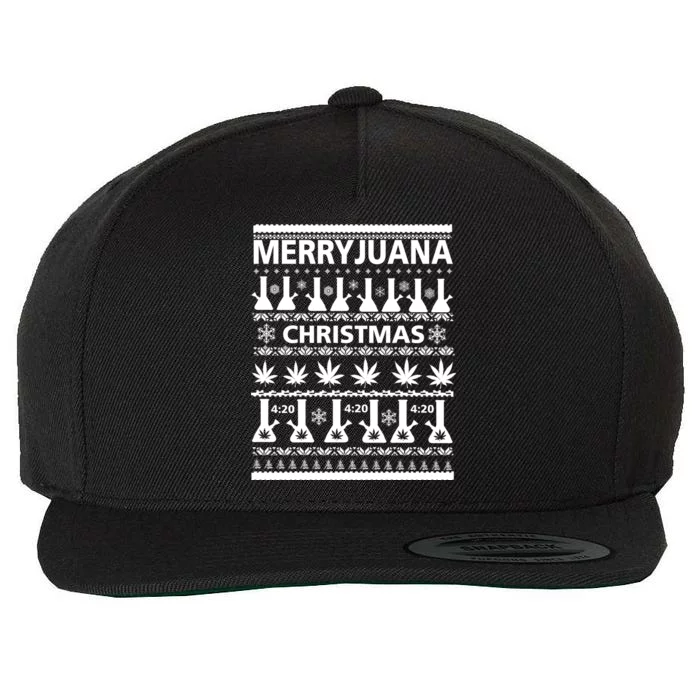 Merryjuana Weed Ugly Christmas Sweater Wool Snapback Cap