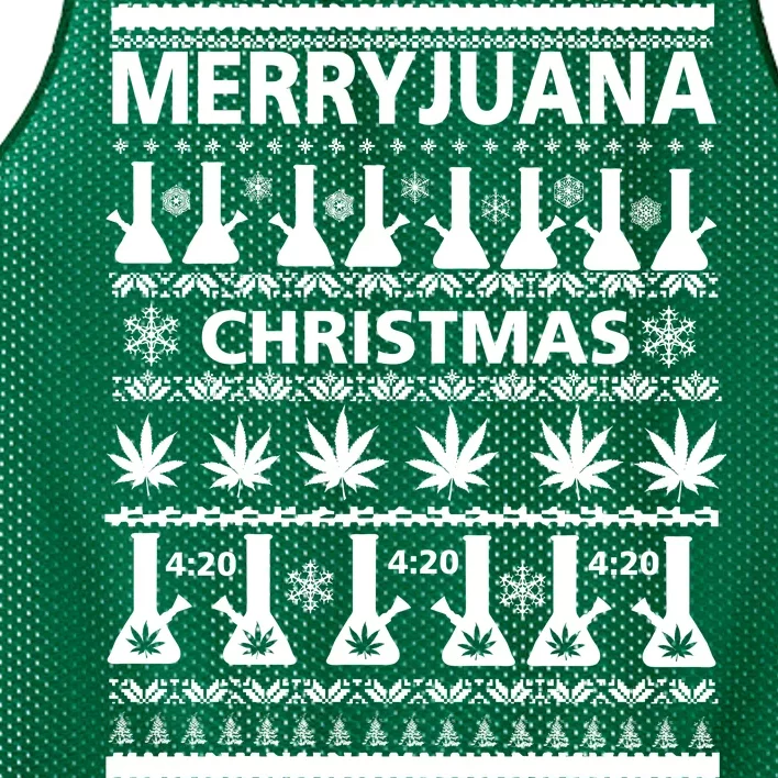 Merryjuana Weed Ugly Christmas Sweater Mesh Reversible Basketball Jersey Tank