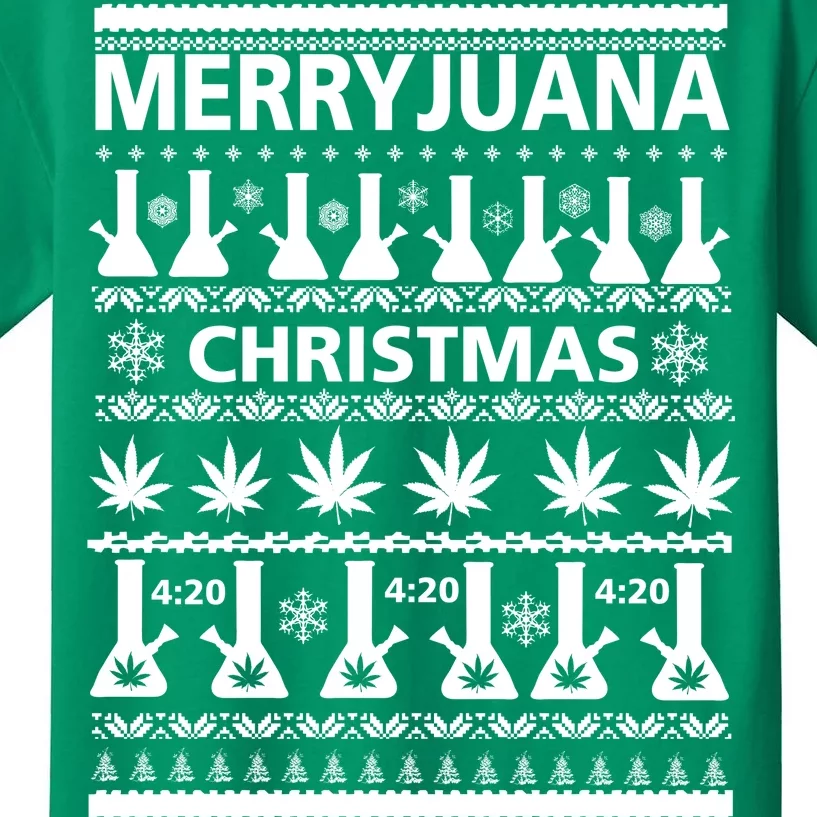 Merryjuana Weed Ugly Christmas Sweater Kids T-Shirt