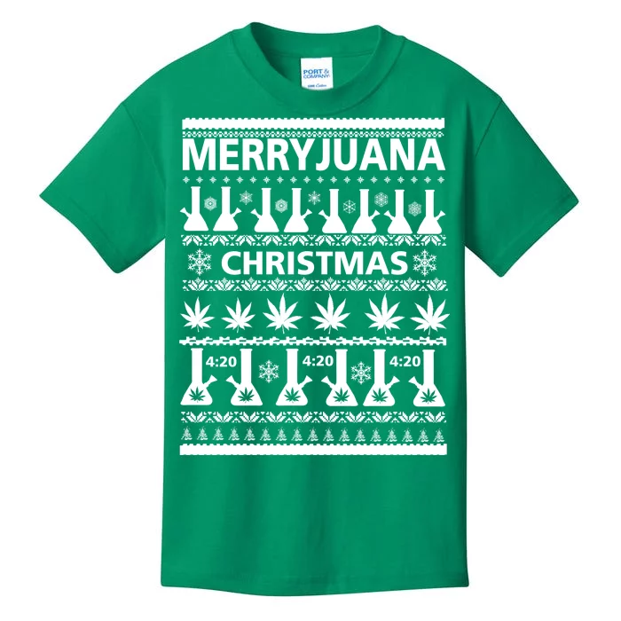 Merryjuana Weed Ugly Christmas Sweater Kids T-Shirt