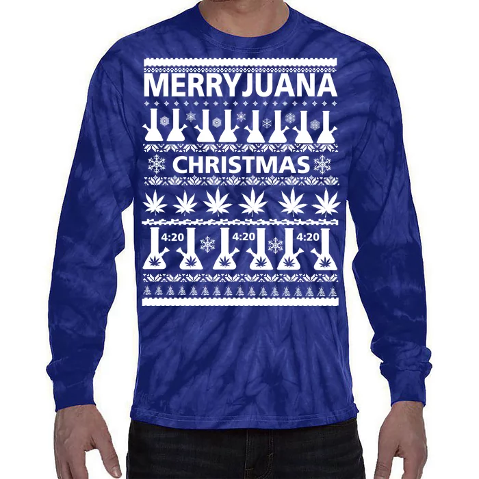 Merryjuana Weed Ugly Christmas Sweater Tie-Dye Long Sleeve Shirt