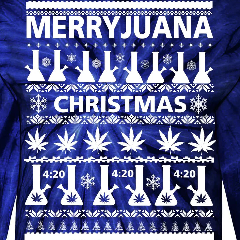 Merryjuana Weed Ugly Christmas Sweater Tie-Dye Long Sleeve Shirt