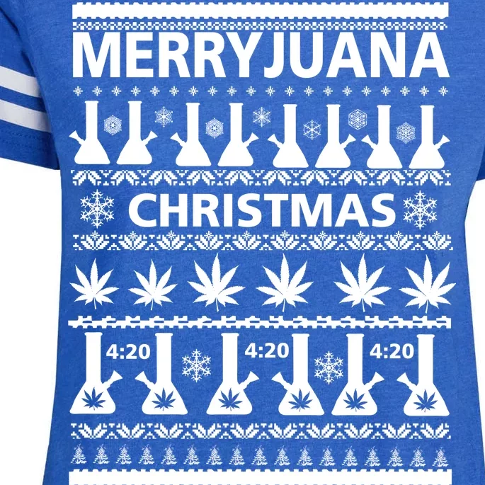 Merryjuana Weed Ugly Christmas Sweater Enza Ladies Jersey Football T-Shirt