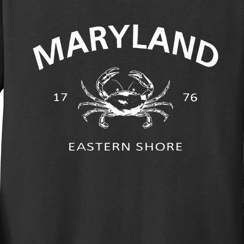 Maryland Eastern Shore Maryland State Crab Kids Long Sleeve Shirt