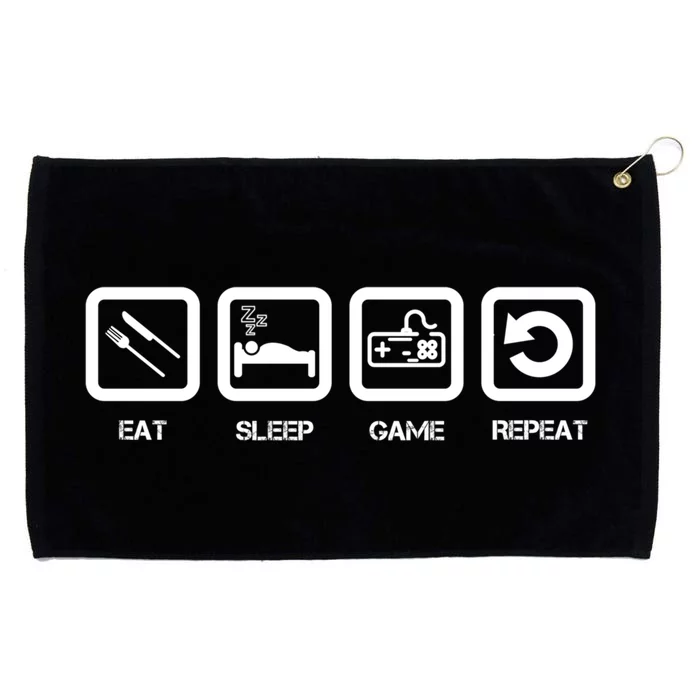 Men Eat Sleep Game Repeat Funny Game Gift Grommeted Golf Towel