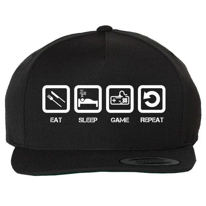 Men Eat Sleep Game Repeat Funny Game Gift Wool Snapback Cap