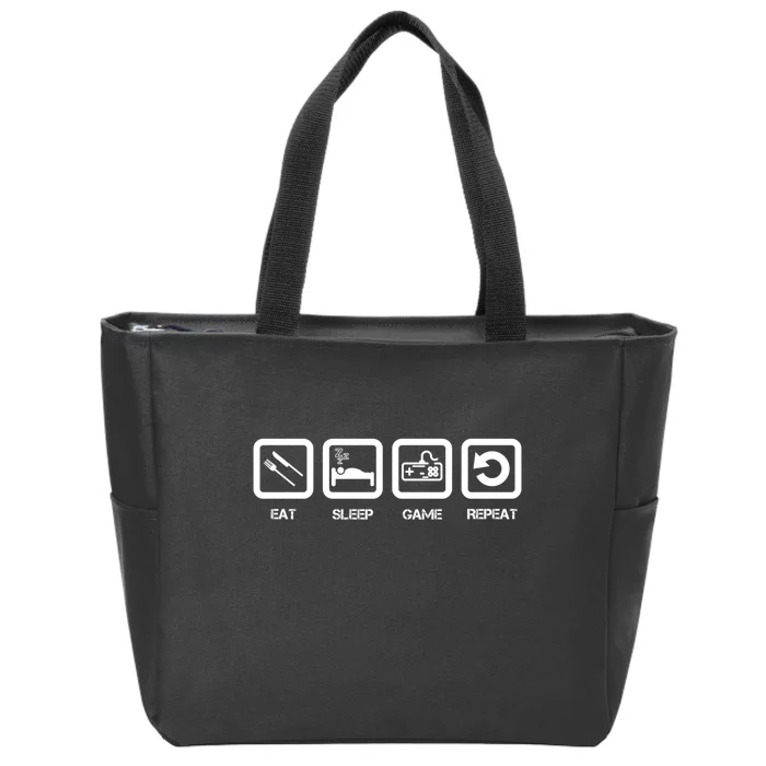 Men Eat Sleep Game Repeat Funny Game Gift Zip Tote Bag