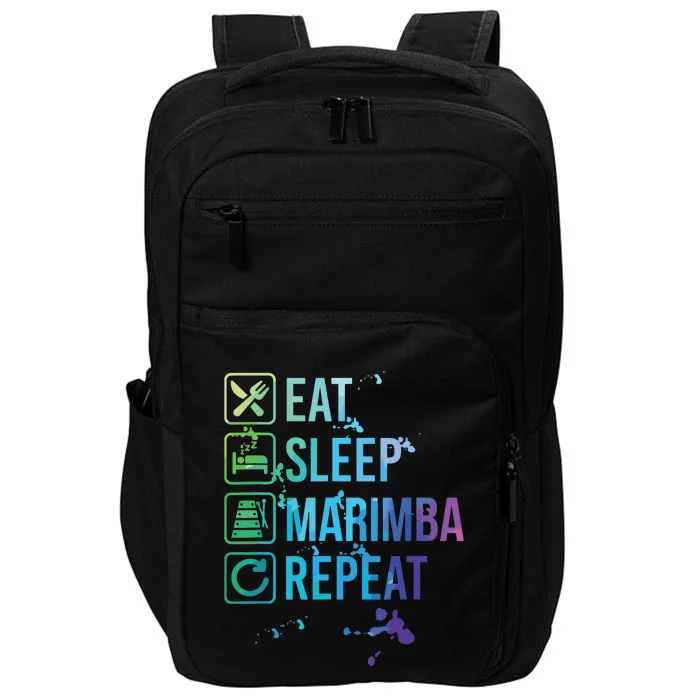 Marimba Eat Sleep Repeat Watercolor Gift Impact Tech Backpack