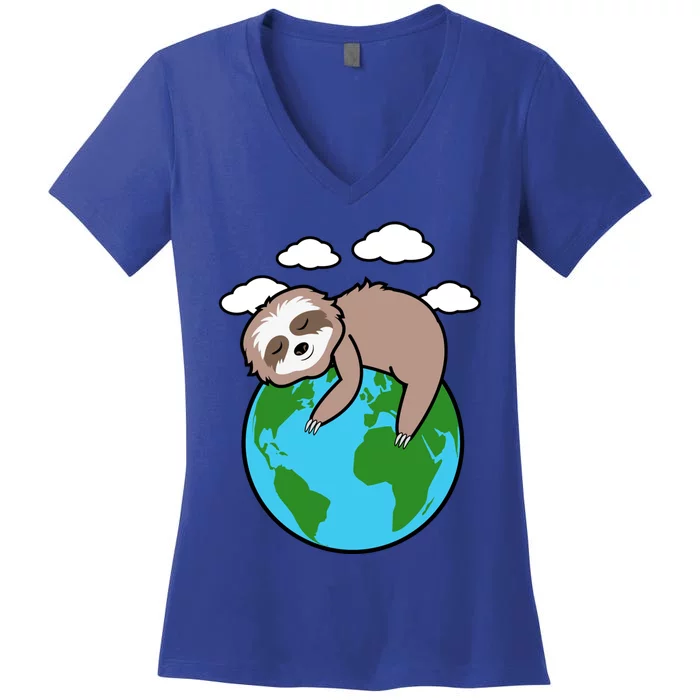 Mother Earth Sloth Pro Environt Cool Earth Day Lover Gift Cool Gift Women's V-Neck T-Shirt