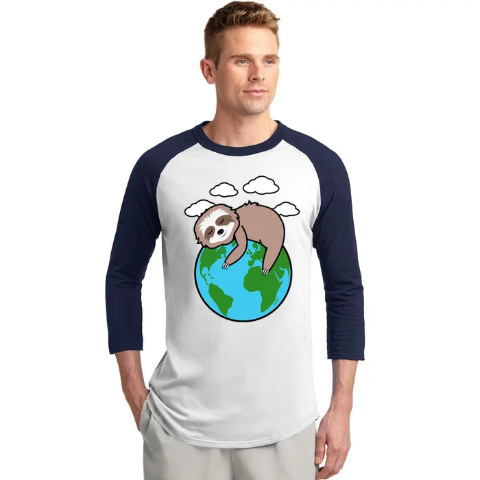 Mother Earth Sloth Pro Environt Cool Earth Day Lover Gift Cool Gift Baseball Sleeve Shirt