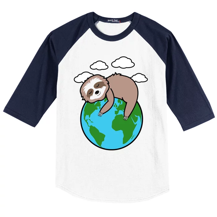 Mother Earth Sloth Pro Environt Cool Earth Day Lover Gift Cool Gift Baseball Sleeve Shirt