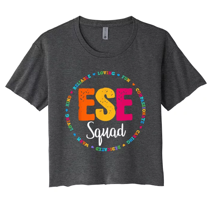 Matching ESE Squad First Last Day Team Teacher Student Tribe Women's Crop Top Tee