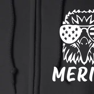 Merica Eagle American Flag Sunglasses 4th Of July USA Funny Full Zip Hoodie