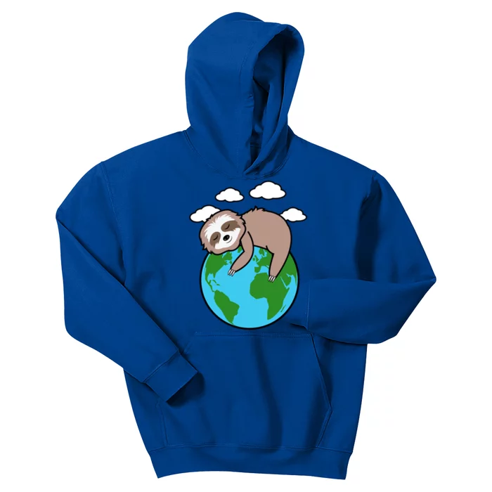 Mother Earth Sloth Pro Environt Cool Earth Day Lover Gift Kids Hoodie