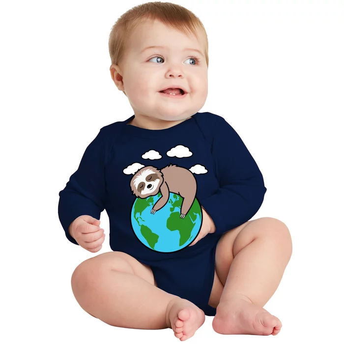 Mother Earth Sloth Pro Environt Cool Earth Day Lover Gift Baby Long Sleeve Bodysuit