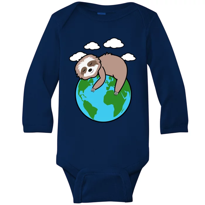 Mother Earth Sloth Pro Environt Cool Earth Day Lover Gift Baby Long Sleeve Bodysuit