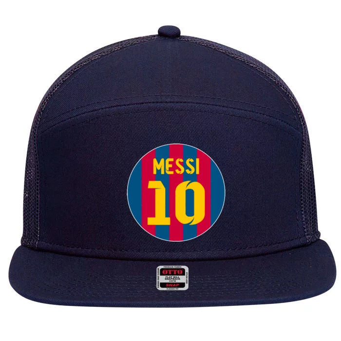 Messi Number 10 Retired Soccer Jersey 7 Panel Mesh Trucker Snapback Hat