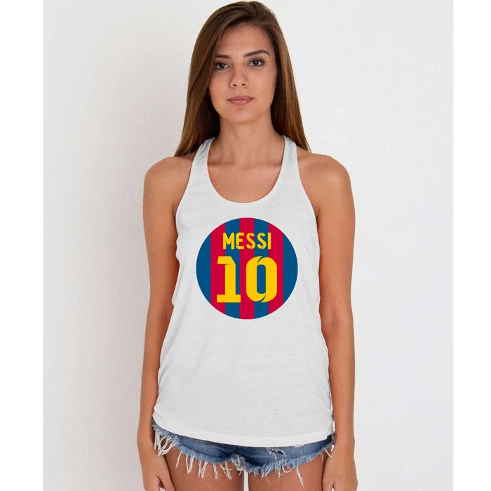 Messi Number 10 Retired Soccer Jersey Women's Knotted Racerback Tank