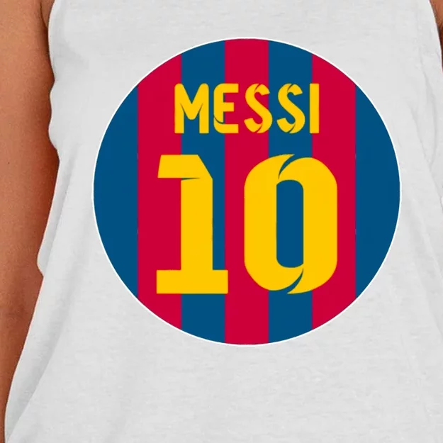 Messi Number 10 Retired Soccer Jersey Women's Knotted Racerback Tank