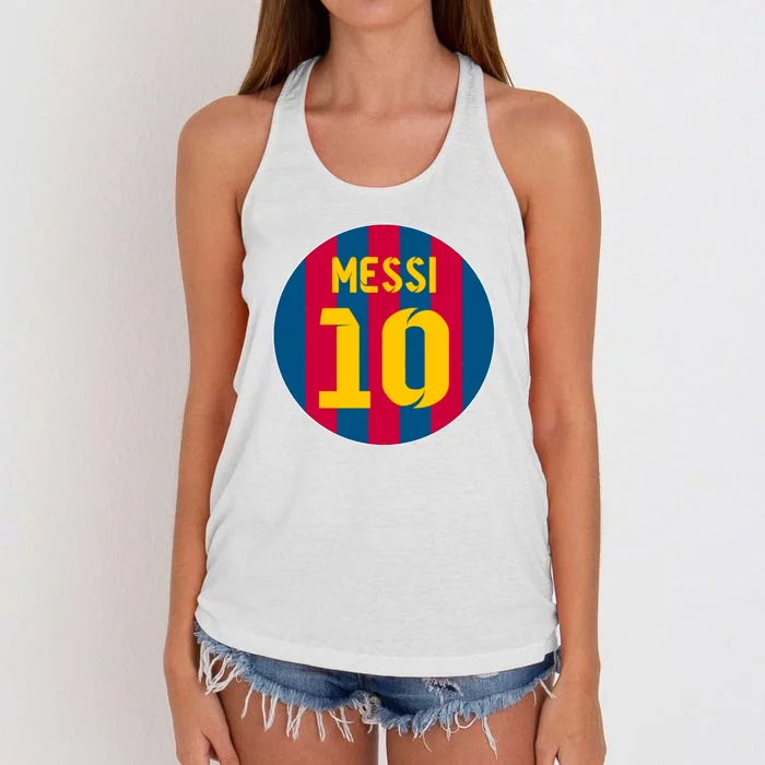 Messi Number 10 Retired Soccer Jersey Women's Knotted Racerback Tank