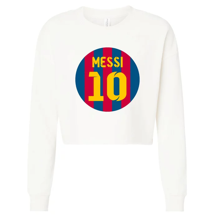 Messi Number 10 Retired Soccer Jersey Cropped Pullover Crew