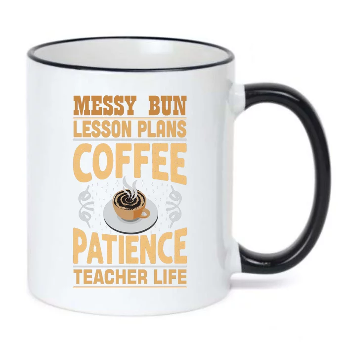 Messy Bun Lesson Plans Funny Teacher Black Color Changing Mug