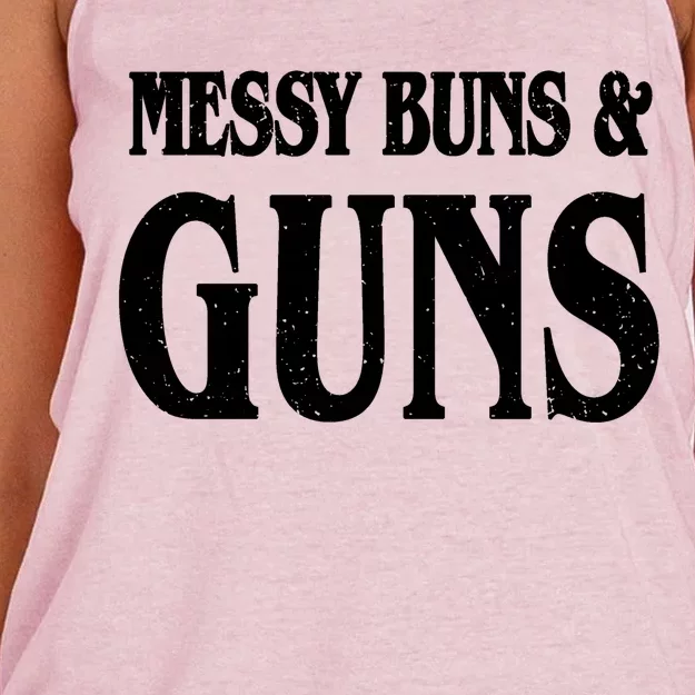 Messy Buns And Guns Women's Knotted Racerback Tank