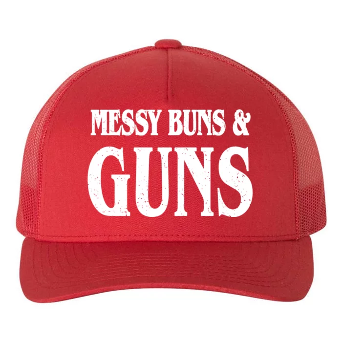 Messy Buns And Guns Yupoong Adult 5-Panel Trucker Hat