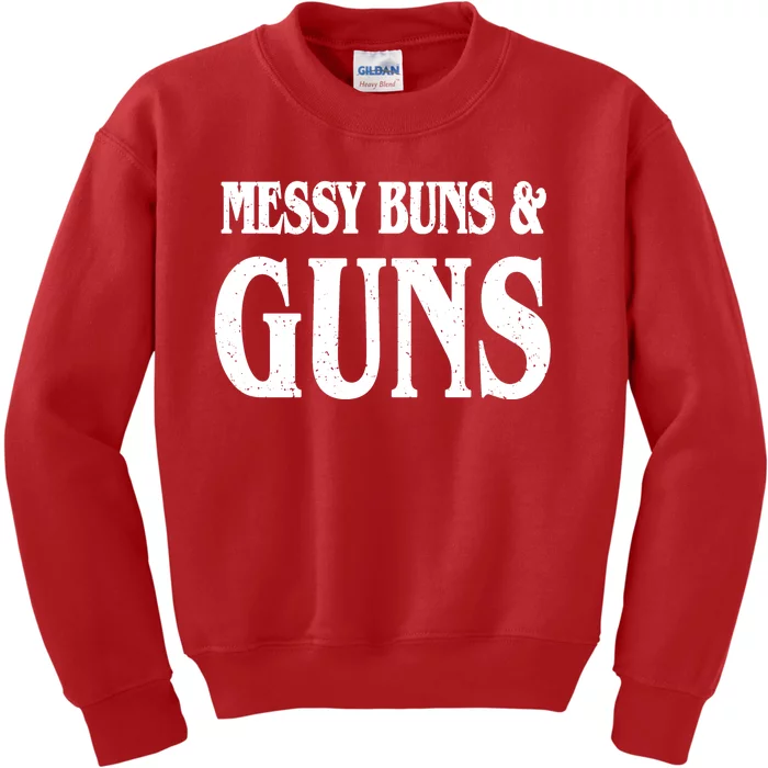 Messy Buns And Guns Kids Sweatshirt