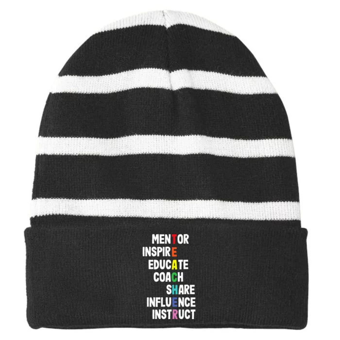 Mentor Educator Teacher Teaching Teachers Coach Striped Beanie with Solid Band