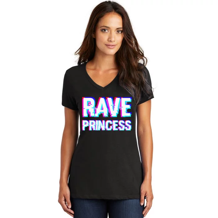 Music EDM Techno Rave Princess Women's V-Neck T-Shirt