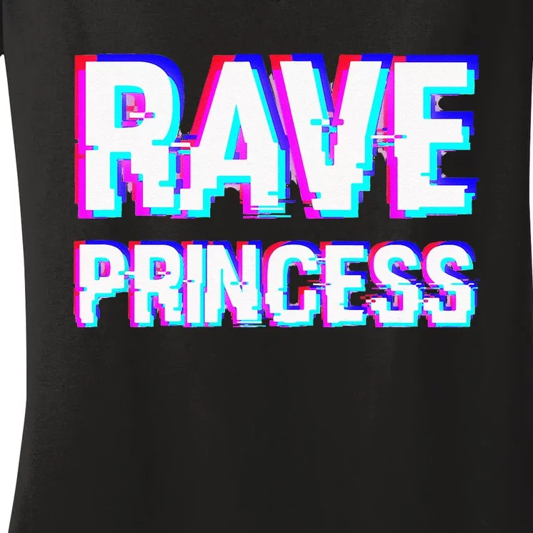 Music EDM Techno Rave Princess Women's V-Neck T-Shirt