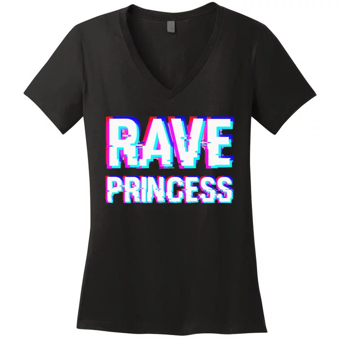 Music EDM Techno Rave Princess Women's V-Neck T-Shirt