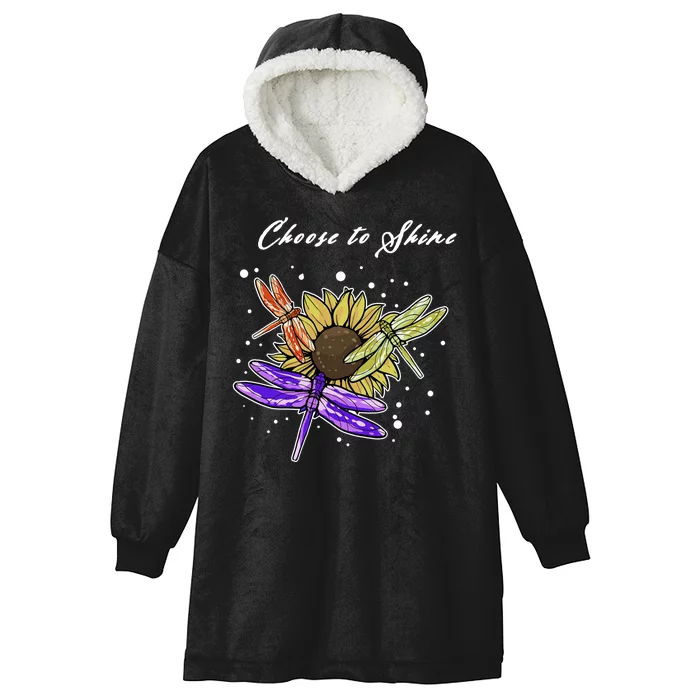 Metal Health Awareness Sunflower Dragonfly's Hooded Wearable Blanket